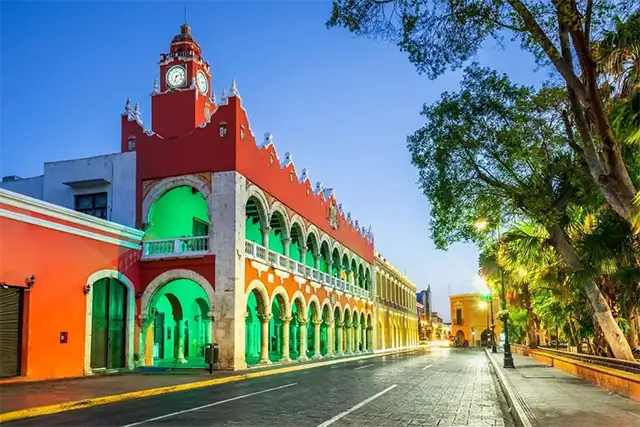 Merida historic center near selected groug